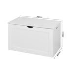 Banc de rangement blanc à plateau relevable avec charnières de sécurité et poignées latérales