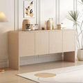 Buffet minimaliste en MDF crème/blanc de 152 cm avec 4 portes à ouverture par poussée et étagères réglables