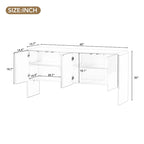 Buffet minimaliste en MDF crème/blanc de 152 cm avec 4 portes à ouverture par poussée et étagères réglables