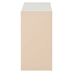 Buffet minimaliste en MDF crème/blanc de 152 cm avec 4 portes à ouverture par poussée et étagères réglables