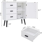Meuble de rangement avec porte en rotin et 3 tiroirs - 30P x 80L x 78H cm