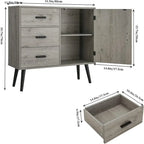Meuble de rangement avec porte en rotin et 3 tiroirs - 30P x 80L x 78H cm