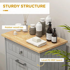 Poubelle basculante en MDF gris avec tiroir et plateau en chêne