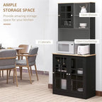 Vaisselier de cuisine en MDF blanc/noir avec portes vitrées et étagère réglable