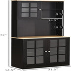Vaisselier de cuisine en MDF blanc/noir avec portes vitrées et étagère réglable