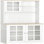 Vaisselier de cuisine en MDF blanc/noir avec portes vitrées et étagère réglable