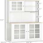 Vaisselier de cuisine en MDF blanc/noir avec portes vitrées et étagère réglable
