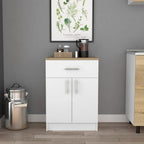 Buffet chêne blanc/clair avec 1 tiroir, 2 portes et 2 étagères intérieures