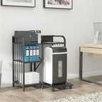 Meuble d'imprimante à 3 niveaux noir/marron avec prise de courant et ports USB