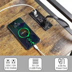 Meuble d'imprimante à 3 niveaux noir/marron avec prise de courant et ports USB