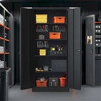 Meuble de rangement de garage en métal, armoire à outils en acier avec portes et 4 étagères