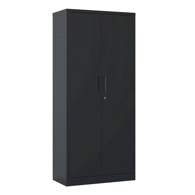 Meuble de rangement de garage en métal, armoire à outils en acier avec portes et 4 étagères