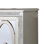 Console de buffet miroir argentée avec 2 portes, 2 tiroirs et casier à vin