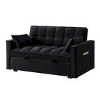 Canapé-lit convertible 4-en-1 – Causeuse en velours – Lit d'appoint avec dossier inclinable, 2 poches latérales