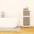 Meuble bas de salle de bain en MDF chêne avec porte ventilée, tiroir et 2 étagères
