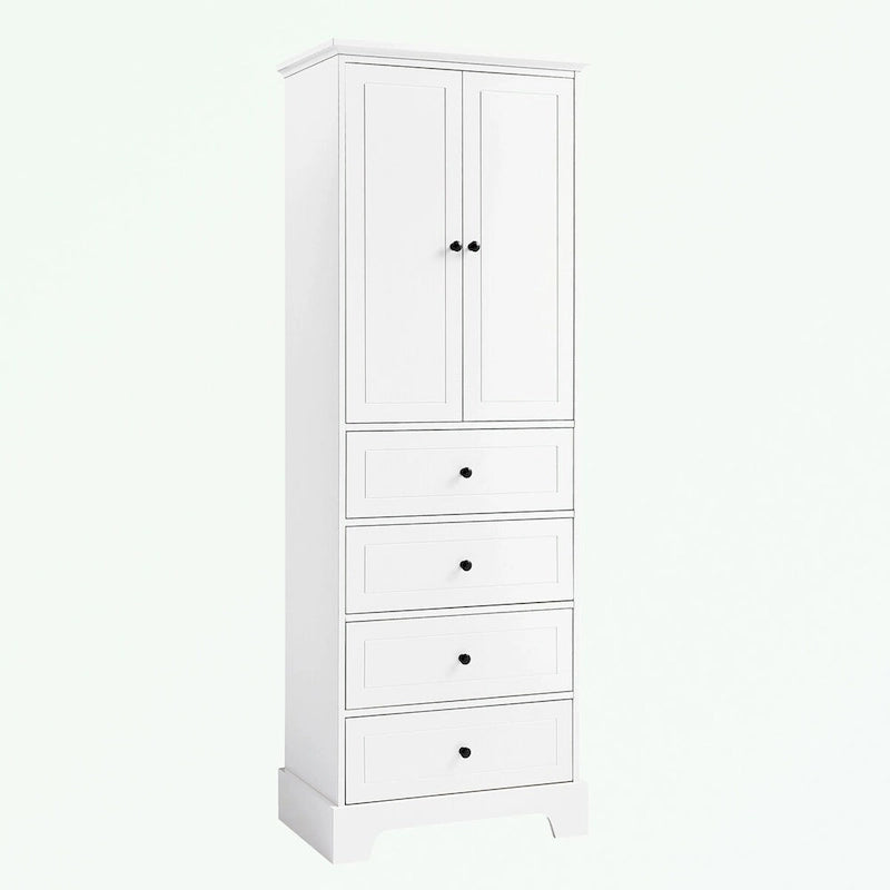 Meuble de rangement en MDF noir/blanc avec meuble haut à 2 portes et 4 tiroirs, conception anti-basculement