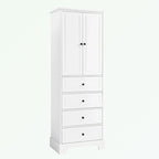 Meuble de rangement en MDF noir/blanc avec meuble haut à 2 portes et 4 tiroirs, conception anti-basculement