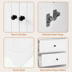 Meuble de rangement en MDF noir/blanc avec meuble haut à 2 portes et 4 tiroirs, conception anti-basculement