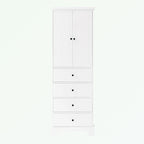 Meuble de rangement en MDF noir/blanc avec meuble haut à 2 portes et 4 tiroirs, conception anti-basculement
