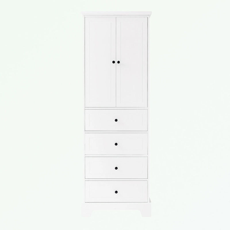 Meuble de rangement en MDF noir/blanc avec meuble haut à 2 portes et 4 tiroirs, conception anti-basculement