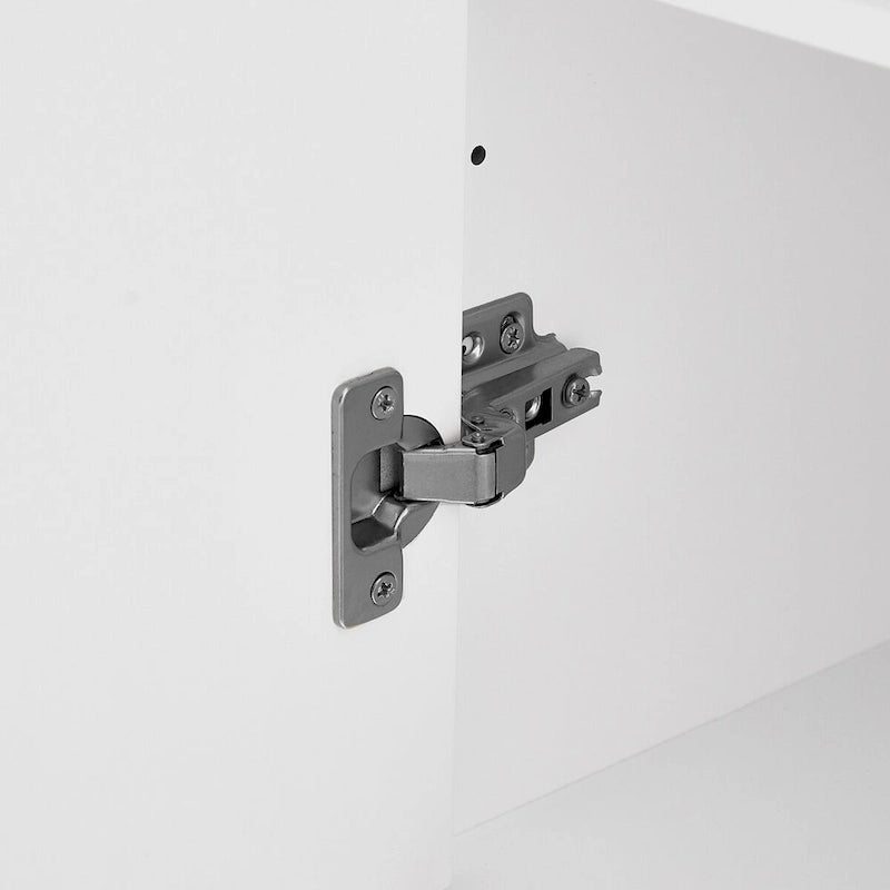 Meuble de rangement en MDF noir/blanc avec meuble haut à 2 portes et 4 tiroirs, conception anti-basculement