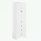 Meuble de rangement en MDF noir/blanc avec meuble haut à 2 portes et 4 tiroirs, conception anti-basculement