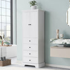 Meuble de rangement en MDF noir/blanc avec meuble haut à 2 portes et 4 tiroirs, conception anti-basculement