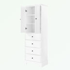 Meuble de rangement en MDF noir/blanc avec meuble haut à 2 portes et 4 tiroirs, conception anti-basculement