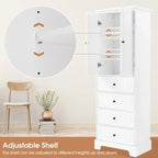 Meuble de rangement en MDF noir/blanc avec meuble haut à 2 portes et 4 tiroirs, conception anti-basculement