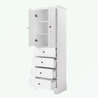 Meuble de rangement en MDF noir/blanc avec meuble haut à 2 portes et 4 tiroirs, conception anti-basculement