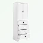 Meuble de rangement en MDF noir/blanc avec meuble haut à 2 portes et 4 tiroirs, conception anti-basculement