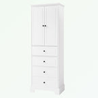 Meuble de rangement en MDF noir/blanc avec meuble haut à 2 portes et 4 tiroirs, conception anti-basculement