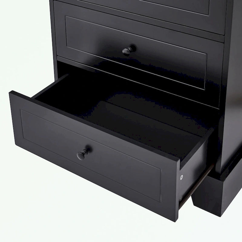 Meuble de rangement en MDF noir/blanc avec meuble haut à 2 portes et 4 tiroirs, conception anti-basculement