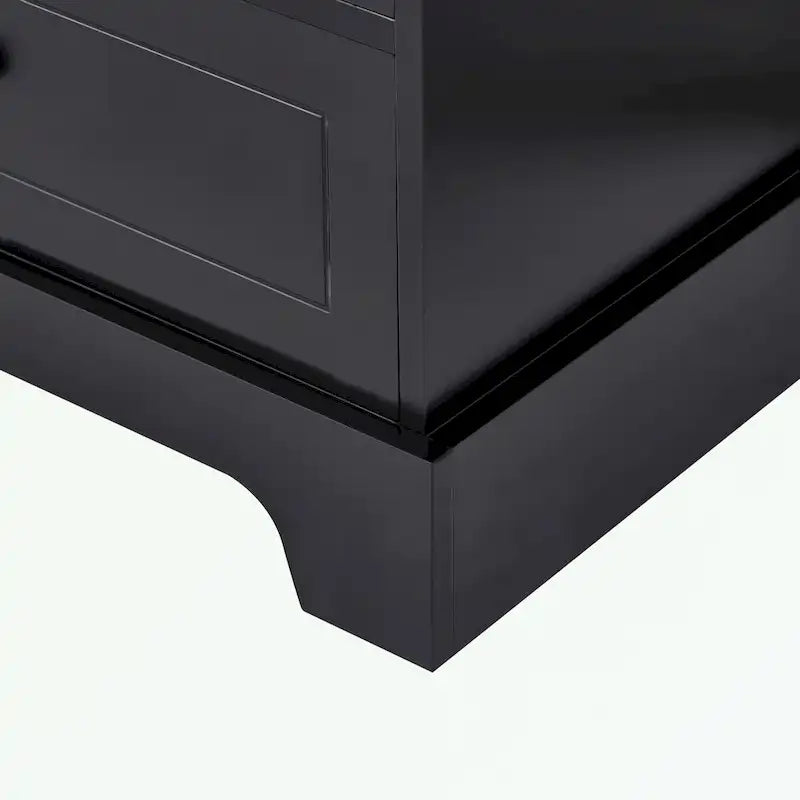 Meuble de rangement en MDF noir/blanc avec meuble haut à 2 portes et 4 tiroirs, conception anti-basculement