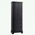 Meuble de rangement en MDF noir/blanc avec meuble haut à 2 portes et 4 tiroirs, conception anti-basculement