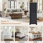 Meuble de rangement en MDF noir/blanc avec meuble haut à 2 portes et 4 tiroirs, conception anti-basculement