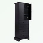 Meuble de rangement en MDF noir/blanc avec meuble haut à 2 portes et 4 tiroirs, conception anti-basculement