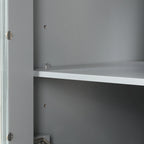 Meuble-lavabo gris/blanc avec lavabo en céramique, 2 tiroirs et une porte
