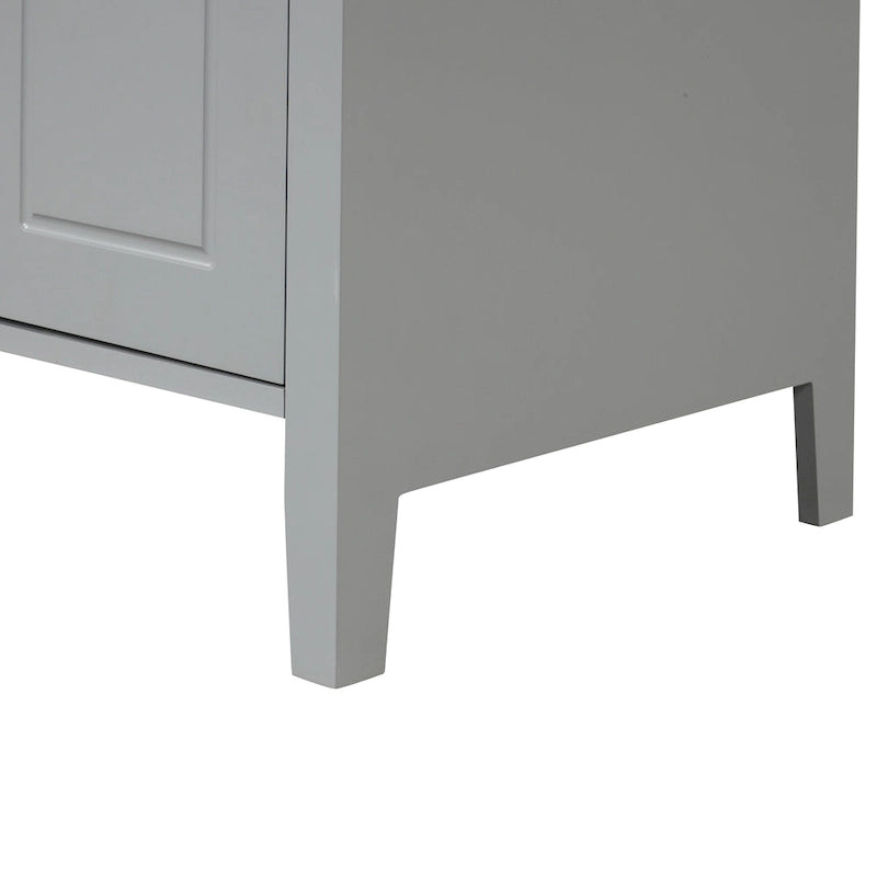 Meuble-lavabo gris/blanc avec lavabo en céramique, 2 tiroirs et une porte