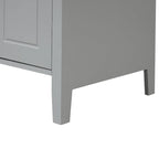 Meuble-lavabo gris/blanc avec lavabo en céramique, 2 tiroirs et une porte