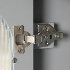Meuble-lavabo gris/blanc avec lavabo en céramique, 2 tiroirs et une porte