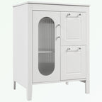 Meuble-lavabo gris/blanc avec lavabo en céramique, 2 tiroirs et une porte