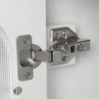 Meuble-lavabo gris/blanc avec lavabo en céramique, 2 tiroirs et une porte