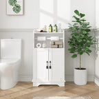 Meuble bas de salle de bain en MDF blanc avec 2 portes et porte-rouleau de papier toilette