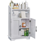 Meuble bas de salle de bain en MDF blanc avec 2 portes et porte-rouleau de papier toilette