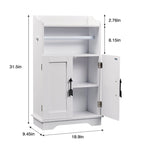 Meuble bas de salle de bain en MDF blanc avec 2 portes et porte-rouleau de papier toilette