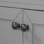 Meuble-lavabo de salle de bain 36 po en bois d'hévéa gris/blanc/noir avec évier en céramique, armoire à 2 portes et 3 tiroirs