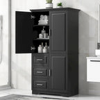 Meuble de rangement haut en MDF blanc/noir/gris avec 3 tiroirs et portes