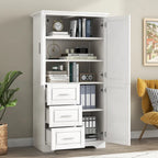 Meuble de rangement haut en MDF blanc/noir/gris avec 3 tiroirs et portes