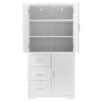 Meuble de rangement haut en MDF blanc/noir/gris avec 3 tiroirs et portes